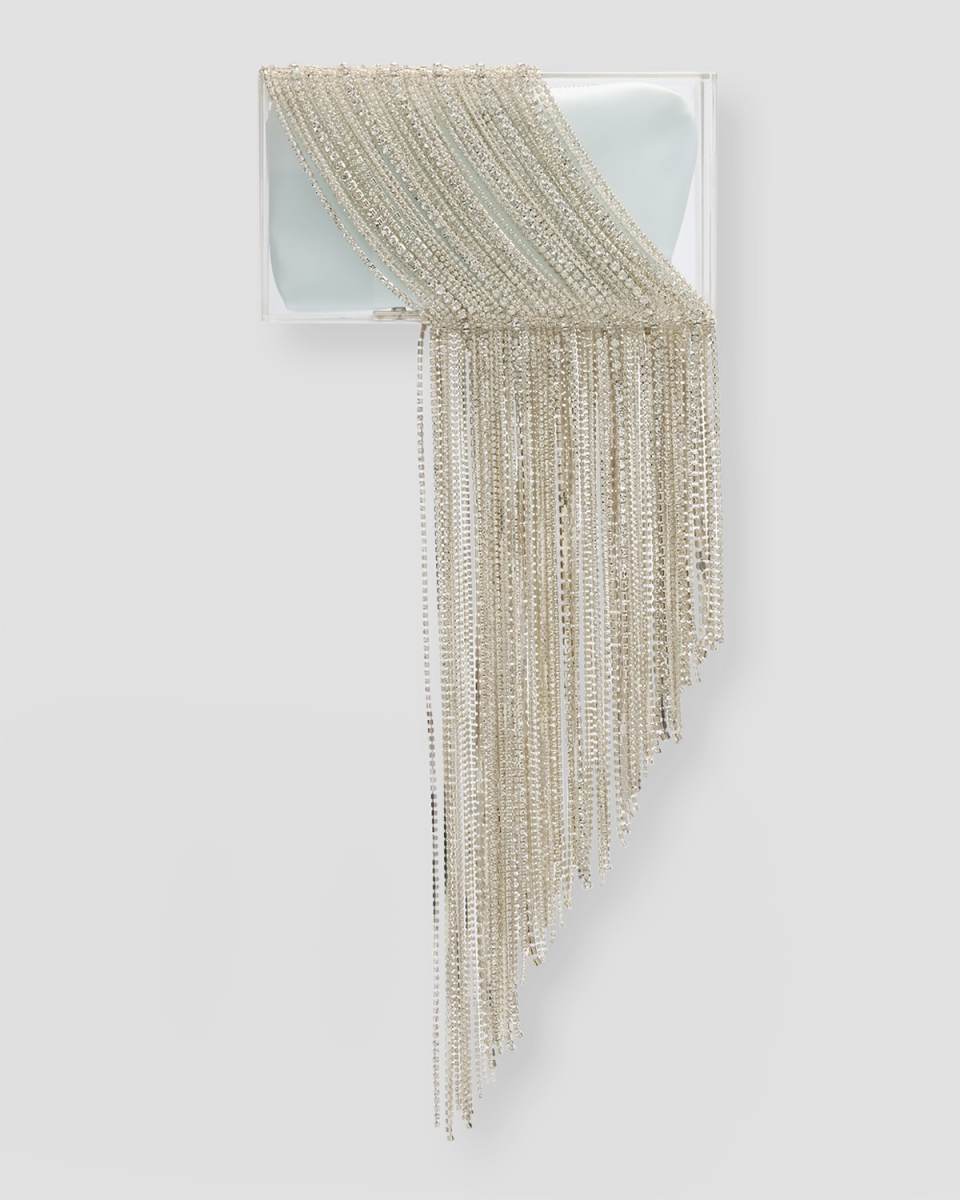 Darcie Fringe Crystal Clear Clutch Bag